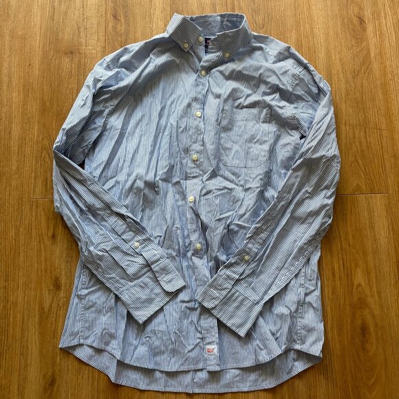 Vineyard Vines Long Sleeve Front Button Shirt Stripe Blue Women’s Size M - Picture 2 of 7